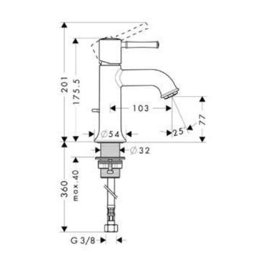 Hansgrohe Talis Classic Змішувач для раковини одноважільний СМ без донного клапана 14118000