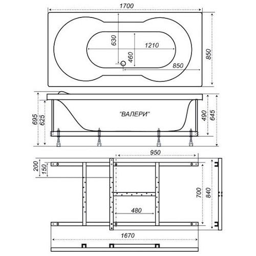 Акрилова ванна Тритон Валері 170