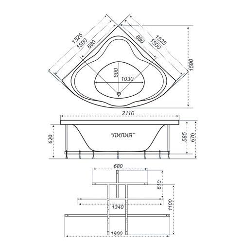 Акриловая ванна Тритон Лилия 150