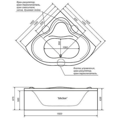 Акрилова ванна Тритон Медея 1425 Акрилова ванна Тритон Медея 1425