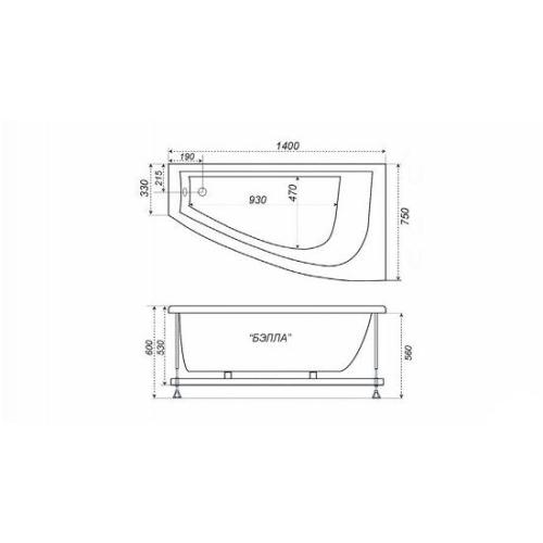 Акрилова ванна Тритон Белла 140 ліва Акрилова ванна Тритон Белла 140 ліва