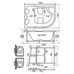 Акриловая ванна Тритон Респект 180 левая Акриловая ванна Тритон Респект 180 левая