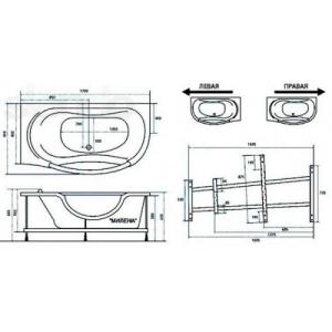 Акрилова ванна Тритон Мілена 170 ліва (сифон у подарунок)