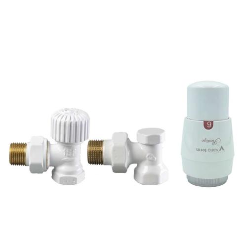 Комплект термостатический Vario Term, ELEGANT, угловой, белый , ELGS0206C/FK