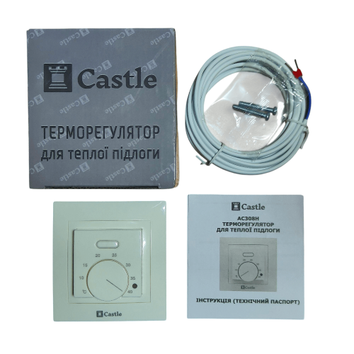 Терморегулятор механічний для теплої підлоги Castle AC308H слонова кістка Терморегулятор механічний для теплої підлоги Castle AC308H слонова кістка