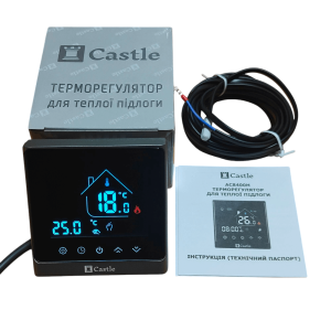 Терморегулятор программируемый для теплого пола Castle АС8400H Черный-Серебро