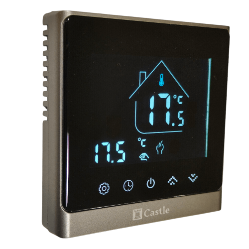 Терморегулятор програмний для теплої підлоги Castle АС8400Н WI-FI Чорний-Срібло