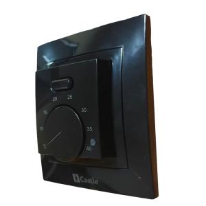 Терморегулятор для теплого пола механический Castle AC308H, черный глянец Терморегулятор для теплого пола механический Castle AC308H, черный глянец