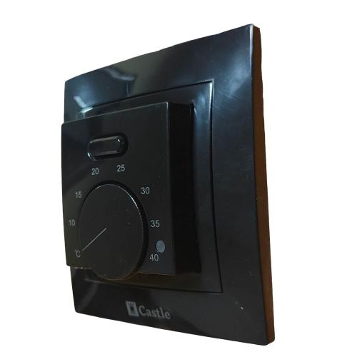 Терморегулятор для теплого пола механический Castle AC308H, черный глянец Терморегулятор для теплого пола механический Castle AC308H, черный глянец
