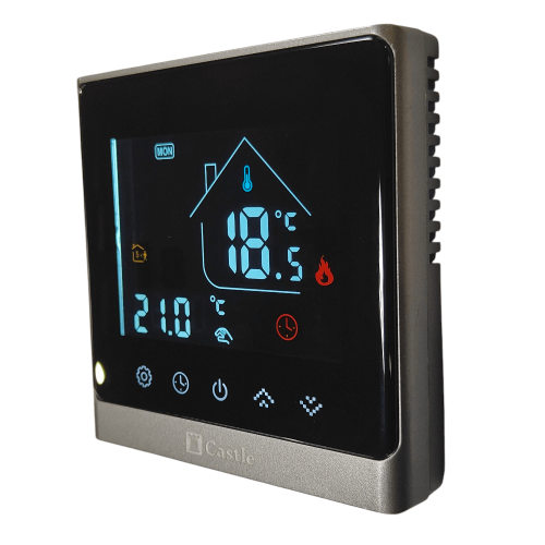 Терморегулятор програмный для котлов Castle АС8400G Черный-Серебро