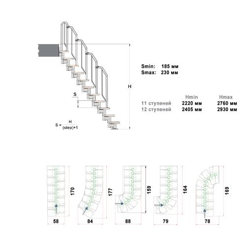 Лестница модульная Dolle Athena 58 см (высота 276 см)