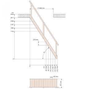 Деревянная лестница Dolle Madrid 57 см (висота 283 см)