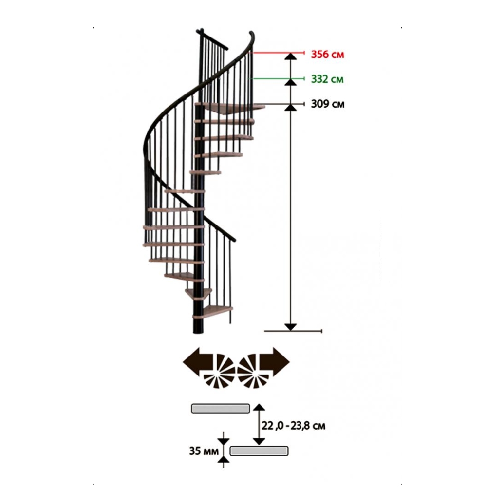 Лестница винтовая Minka SPIRAL WOOD 120 серебристая