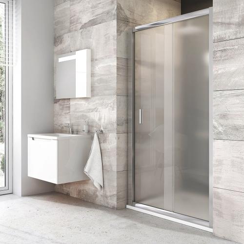 Душові двері двоелементні RAVAK BLDP2-120 120 см підлог. алюміній мат