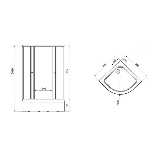 Душевой бокс Triton ДК Полосы 90x90 B