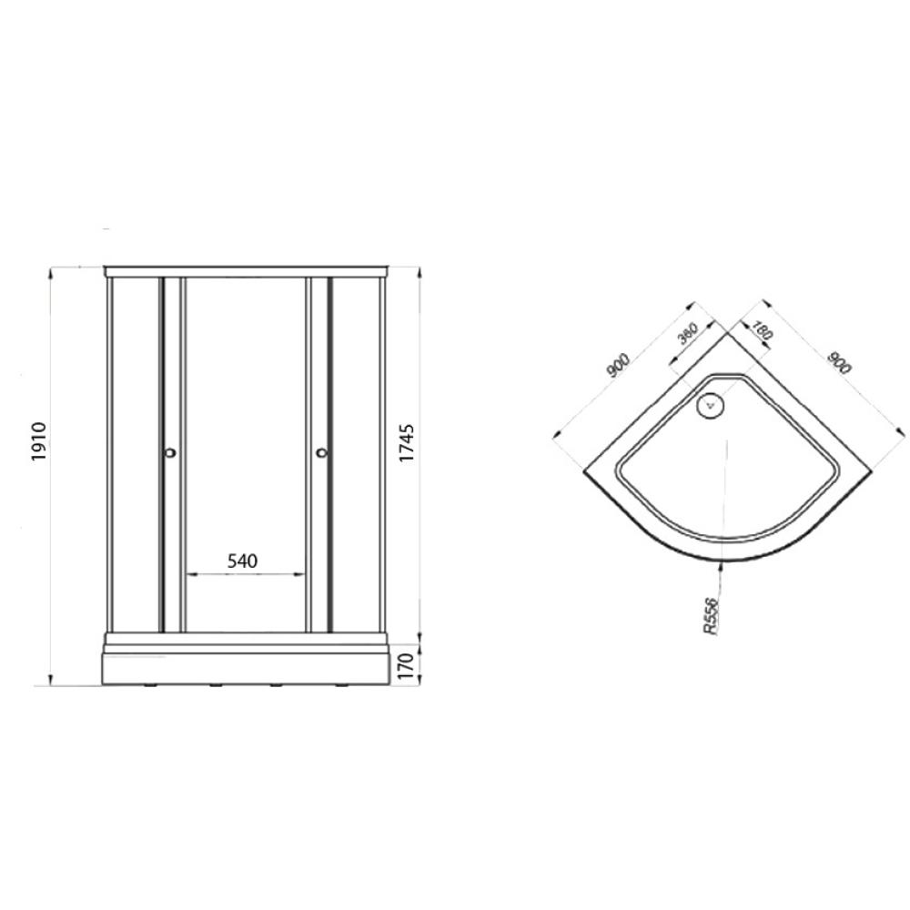 Душевая кабина Triton ДО Полосы 90x90 А белый
