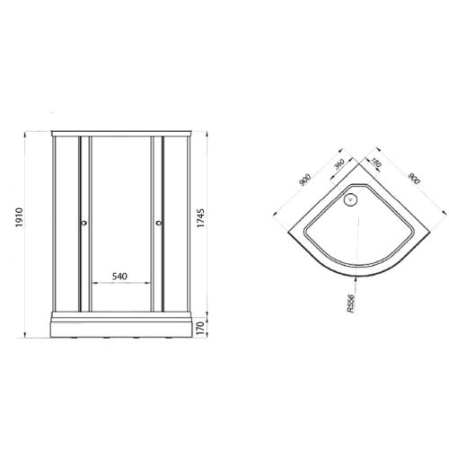 Душова кабіна Triton ДО Смуги 90x90 B білий