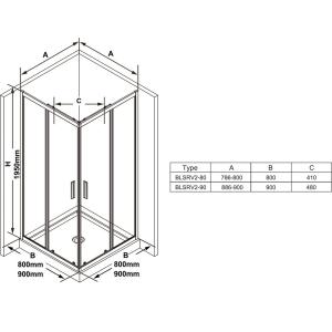 Душевая кабина Ravak Blix Slim BLSRV2-90 90x90 пол. алюминий