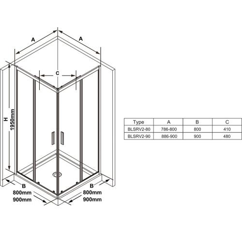 Душова кабіна Ravak Blix Slim BLSRV2-90 90x90 чорний Душова кабіна Ravak Blix Slim BLSRV2-90 90x90 чорний