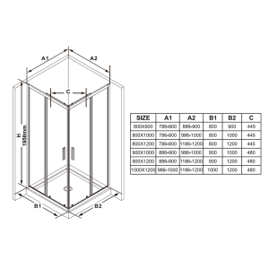 Душевая кабина Ravak Blix BLSRV2K-100 100x100 пол. алюминий