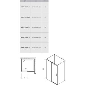 Душевая кабина Ravak Matrix MSDPS 100x80 L пол. алюминий