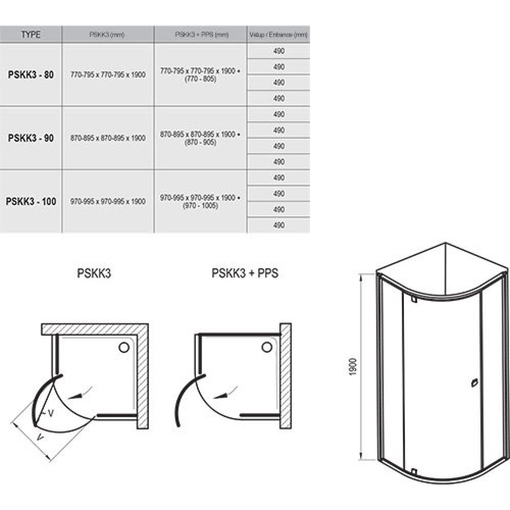 Душевая кабина Ravak Pivot PSKK3-80 80x80 белый