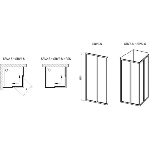 Душевая кабина Ravak SRV2-100 S 195 100x100 сатин