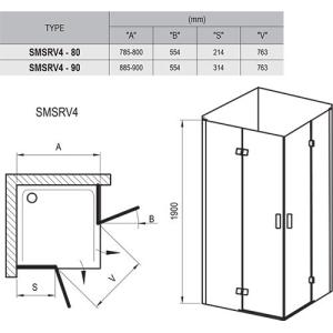 Душевая кабина Ravak SMSRV 4 90x90 Хром