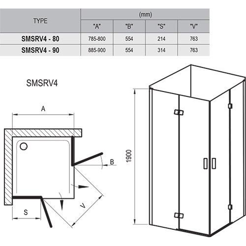 Душова кабіна Ravak SMSRV 4 90x90 Хром