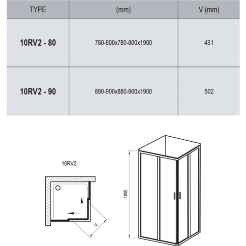 Душова кабіна Ravak 10° 90x90 підлога. алюміній
