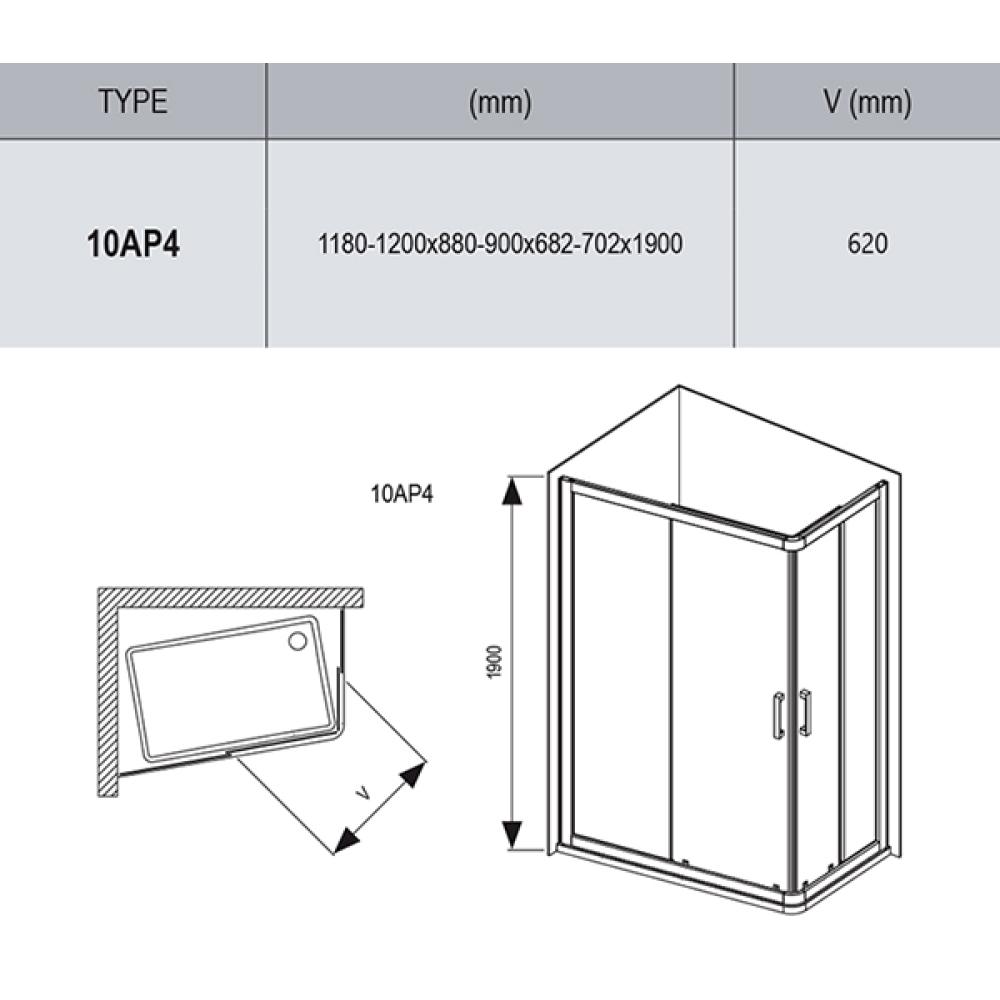 Душова кабіна Ravak 10° 120x90 білий