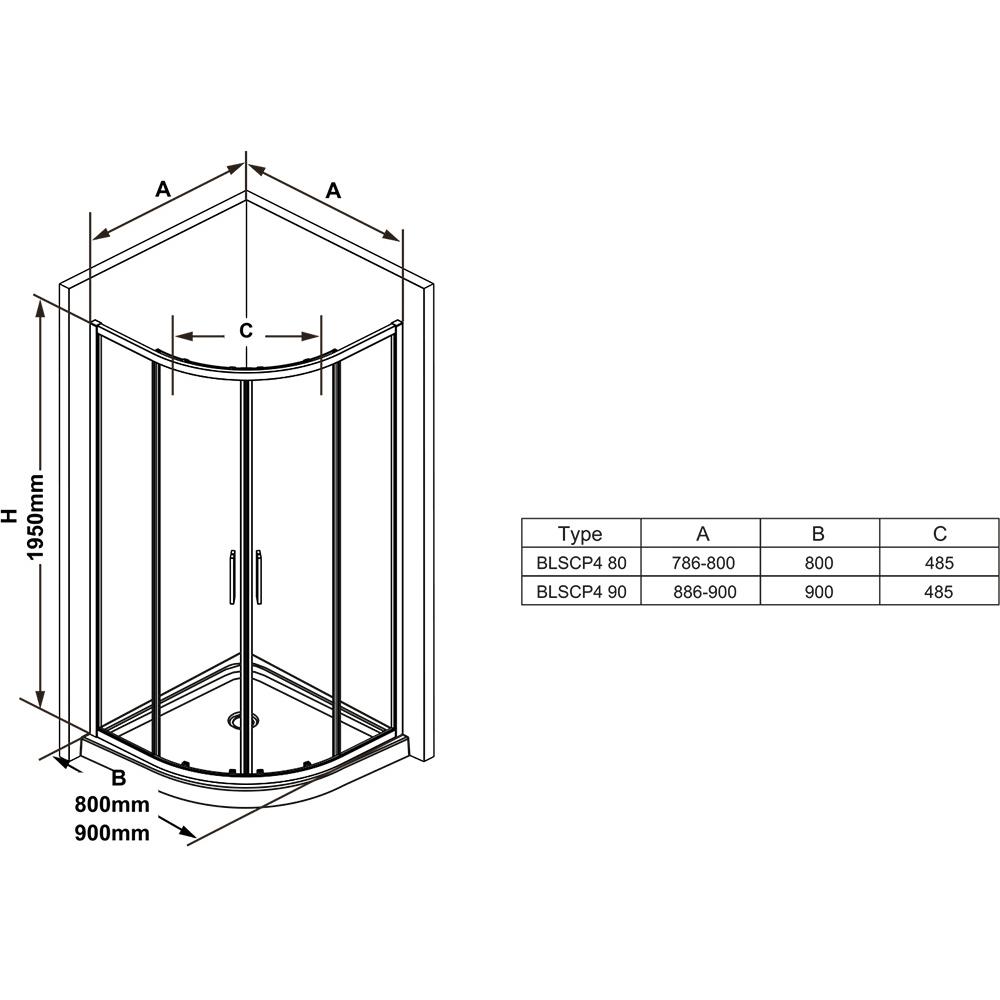 Душевая кабина Ravak Blix Slim BLSCP4-90 90x90 пол. алюминий
