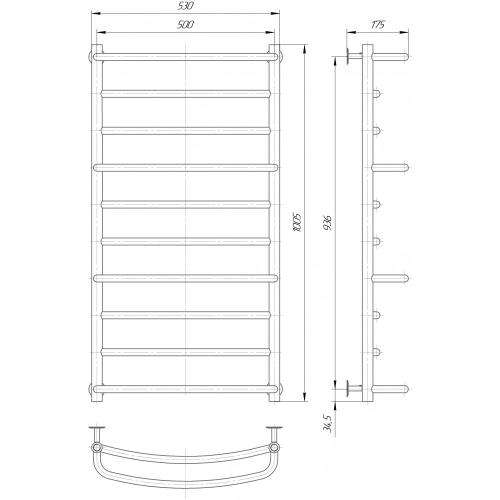 Сушка для рушників водяна Елна Каскад 10 1005x530x175 мм