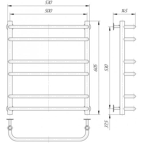 Сушка для рушників водяна Елна Стандарт 6 600x530x140 мм
