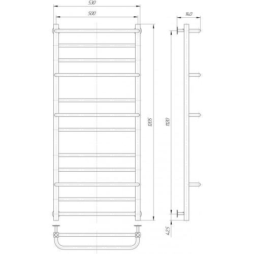 Полотенцесушитель водяной Элна Анастасия 12 1205x530x140 мм