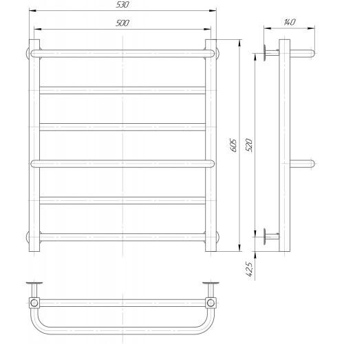 Полотенцесушитель водяной Элна Анастасия 6 605x530x140 мм