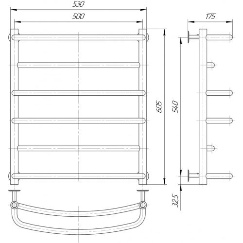 Сушка для рушників водяна Елна Каскад 6 605x530x175 мм