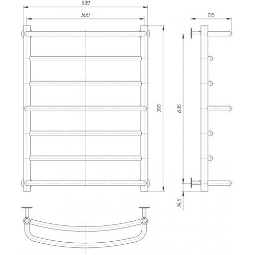 Полотенцесушитель водяной Элна Каскад 7 705x530x175 мм