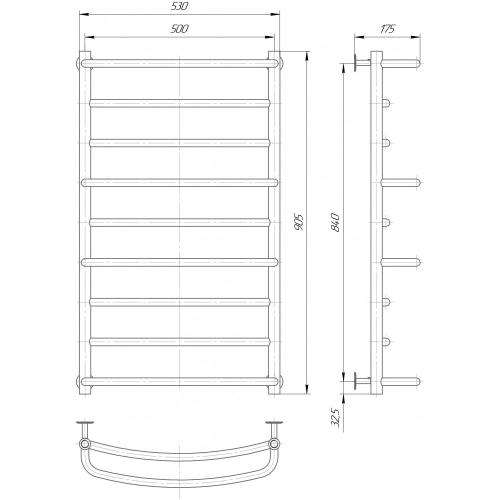 Сушка для рушників водяна Елна Каскад 9 905x530x175 мм