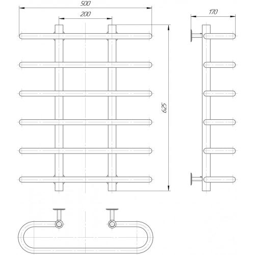 Сушка для рушників водяна Елна Орбіта 6 620x500x170 мм