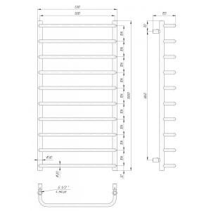 Полотенцесушитель водяной Элна Стандарт 10 1000x530x140 мм