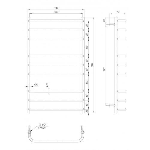 Сушка для рушників водяна Елна Стандарт 9 900x530x140 мм