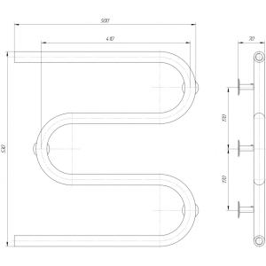 Полотенцесушитель водяной Элна Змейка-M 530x500x70 мм