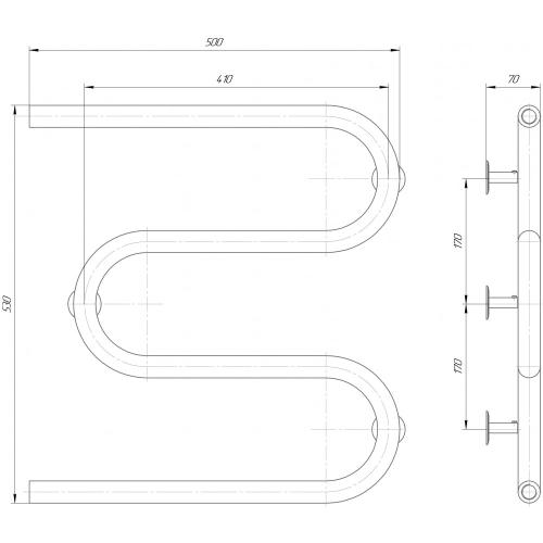 Сушка для рушників водяна Елна Змійка-M 530x500x70 мм