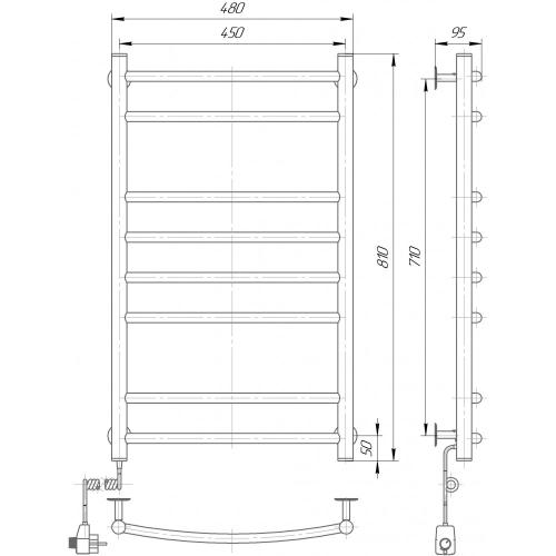 Полотенцесушитель электрический Элна Лесенка-8 810x480x95 мм