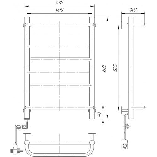 Полотенцесушитель электрический Элна Элна-6 625х430х140 мм Полотенцесушитель электрический Элна Элна-6 625х430х140 мм