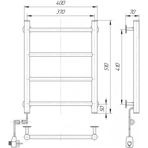 Полотенцесушитель электрический Элна Лесенка-4 510x400x70 мм Полотенцесушитель электрический Элна Лесенка-4 510x400x70 мм