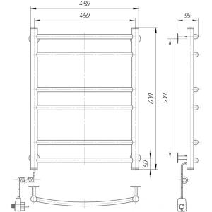 Полотенцесушитель электрический Элна Лесенка-6 630x480x95 мм Полотенцесушитель электрический Элна Лесенка-6 630x480x95 мм