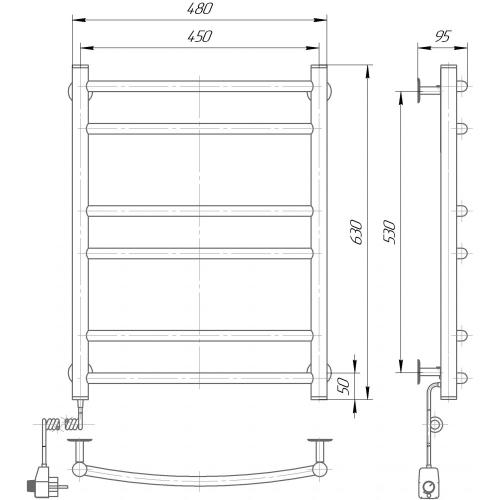 Полотенцесушитель электрический Элна Лесенка-6 630x480x95 мм Полотенцесушитель электрический Элна Лесенка-6 630x480x95 мм