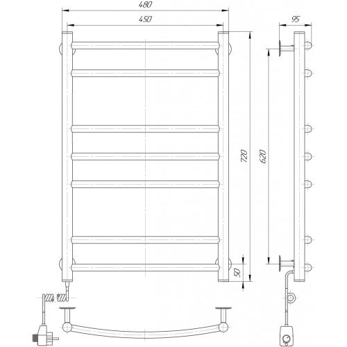 Полотенцесушитель электрический Элна Лесенка-7 720x480x95 мм Полотенцесушитель электрический Элна Лесенка-7 720x480x95 мм